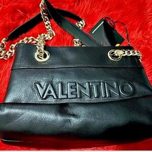 Mario Valentino Black and Gold Shoulder Bag